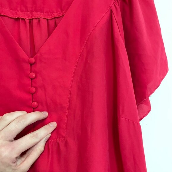 MARKET & SPRUCE STITCH FIX Plus Size Cleve Flutter Sleeve Blouse Raspberry Pink - Picture 16 of 16